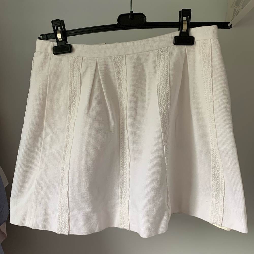 Jcrew white cotton and lace aline skirt